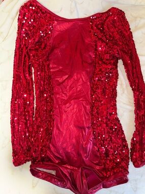 Balera XLA Red Sequin Long-Sleeve Dance Coatume